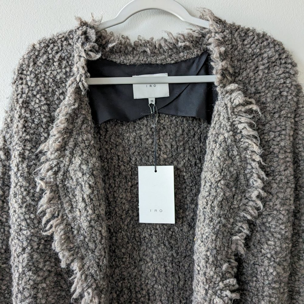 NWT IRO Campbell Frayed Boucle Knit Wool Cardigan Sweater Jacket - Picture 5 of 9